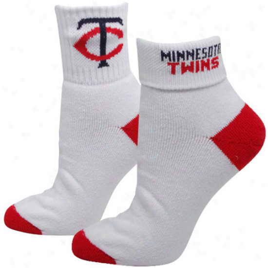 Minnesota Twins Ladies White-red Roll-down Slcks