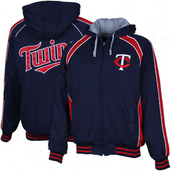 Minnesota Twins Men's Colorblock Hoodie Jacket - Navy Blue