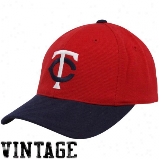 Minnesota Twins Red-navy Blue 1973-86 Throwback Cooperstown Fitted Hat