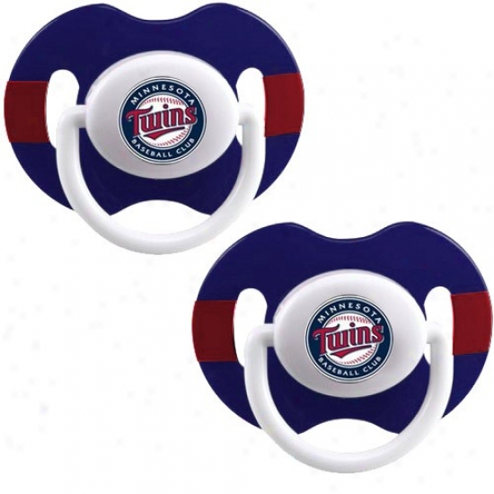 Minnesota Twins Roayl Blue-red Striped 2-pack Team Logo Pacifiers