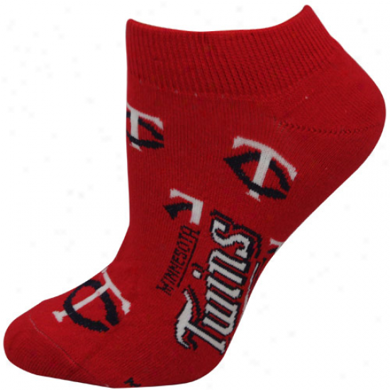 Minnesota Twins Women's Allover Team Logo Ankle Socks - Red
