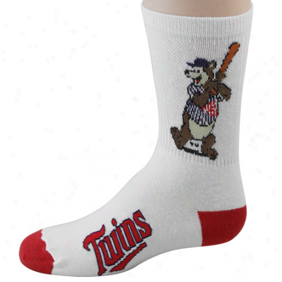 Minnesota Twins Youth White-red Quarter-length Socks