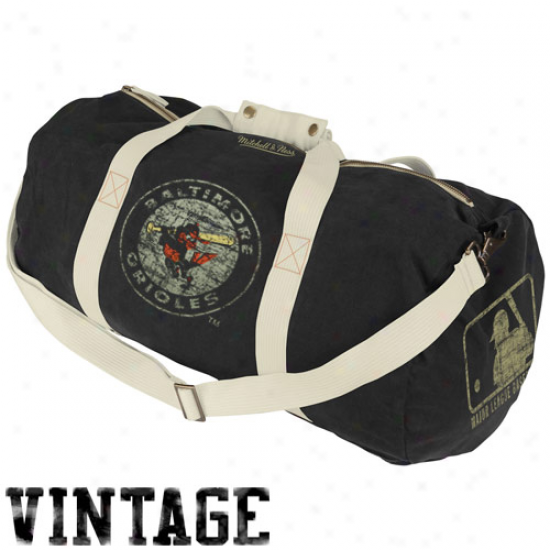 Mitchell & Ness Baltimore Orioles Black Vintage Canvas Duffel Bag