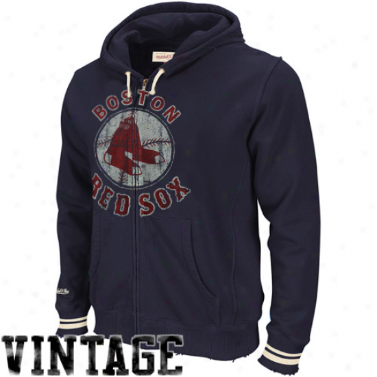 Mitchell & Ness Boston Red Sox Navy Blue Sandlot Full Zip Hoodie Sweatshirt