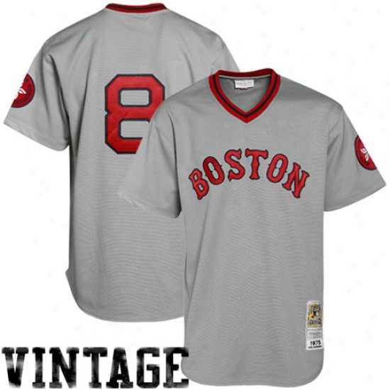 Mitchell & Ness Carl Yastrzemsmi Boeton Red Sox Cooperstown Authentic Throwback Jersey-#8 Graay