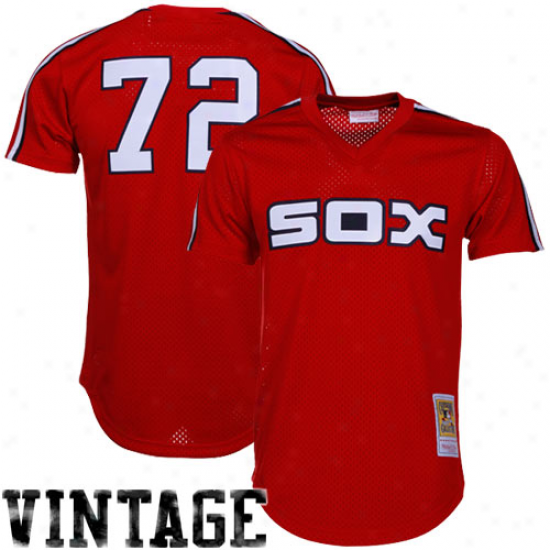 Mitchell & Ness Carlton Fisk Chicago Happy Sox Trustworthy Throwback Jersey-red