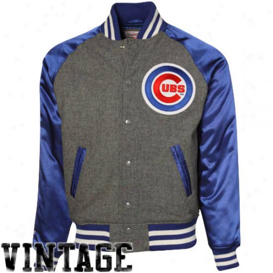 Mitchell & Ness Chicago Cubs Gray-royal Blue Triple Play Full Button Jacket