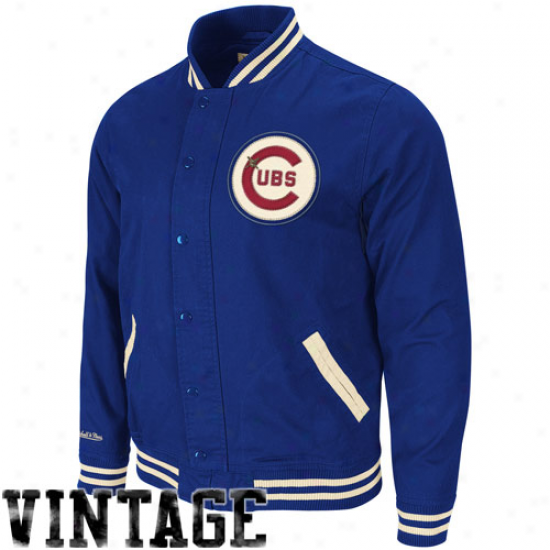 Mitchell & Ness Chicago Cubs Royal Blue Cooperstown Vintage Full Button Twill Jacket