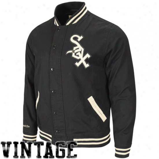 Mitchell & Ness Chicago White Sox Black Coopersyown Vintage Full Button Twill Jackett