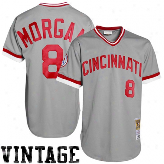 Mitchell & Ness Cincinnati Reds #8 Joe Moragn Gray 1976 Authentic Baseball Jersey