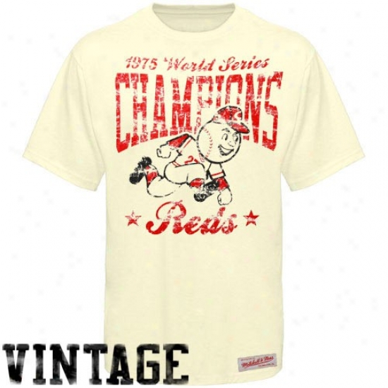 Mitchell & Ness Cincinnati Reds Natural Retro 1975 World Series Cooperstown Premium T-shirt