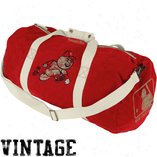 Mitchell & Ness Cincinnati Reds Red Vintage Canvas Duffel Bag