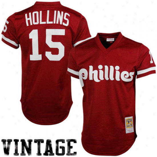 Mitchell & Ness Dave Hollins Philadelphia Phillies 1991 Authentic Throwback Mesh Batting Practice Jersey - Maroon