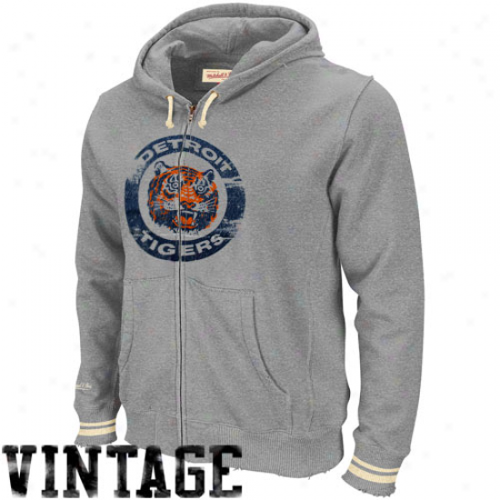 Mitchell & Ness Detroit Tigers Gray Sandlot Full Zip Hoodie Sweatshirt