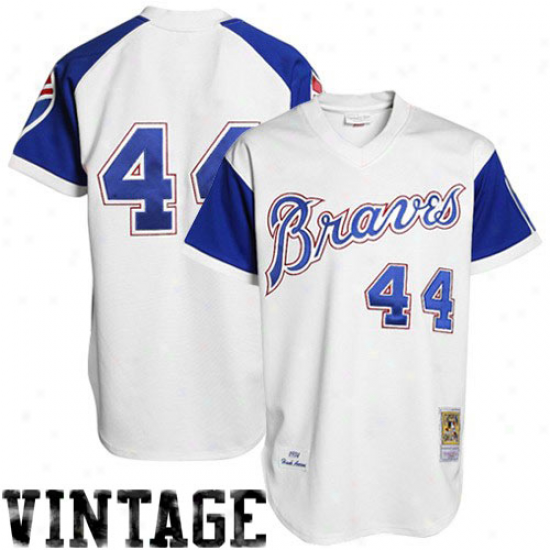 Mitchell & Ness Hank Aaron Atlanta Braves Co0pertspwn Authentic Throwback Jersey-#44 White