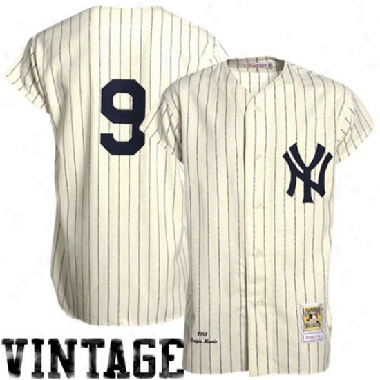 Mitchell & Ness New York Yankees #9 Roger Maris White Pinstripe Cooperstown Authentic Throwback Baseball Jersey