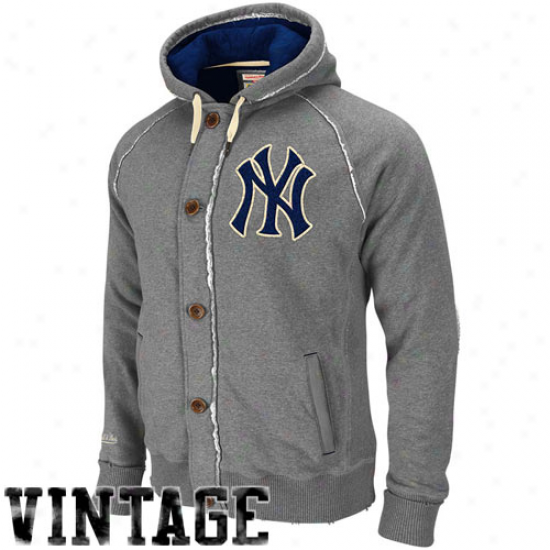 Mitchell & Ness New York Yankees Ash Cooperstown Ground Ball Vintzge Full Zip Hoody Sweatshirt