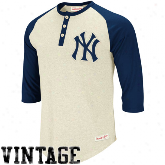 Mitchell & Ness New York Yankees Natural-navy Blue Fastball Henley