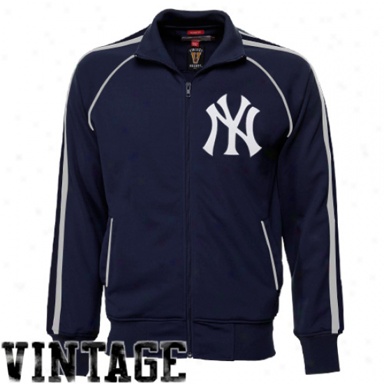 Mitchell & Ness New York Yankees Ships Blue Decisive Score Full Zip Track Jacket