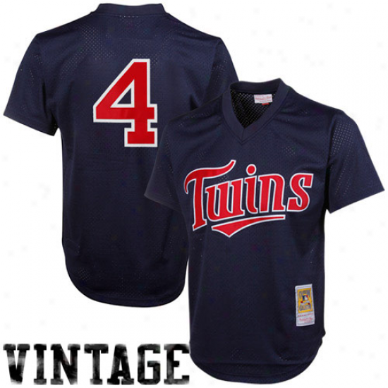 Mitchell & Ness Paul Molitor Minnesota Twins 1996 Authentic Throwback Mesh Batting Actions Jersey - Navy Blue