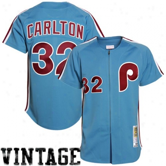 Mitchell & Ness Philadelphia Phillies 3#2 Steve Carlton Light Blue Cooperstown Authentic Throwback Baseball Jersey