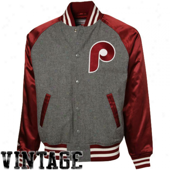 Mitchell & Ness Philadelphia Phillies Gray-red Triple Play Full Button Jacket