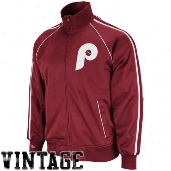 Mitchell & Ness Philadelphia Phillies Red Final Score Full Zip Track Jerkin