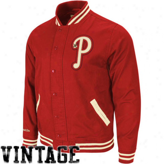 Mitchell & Ness Philadelphia Phillies Red Vintage Full Button Twill Jacket