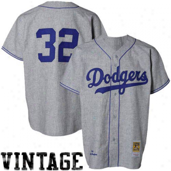 Mitchell & Ness Sandy Koufax Brooklyn Doders Authentic Throwback Jersey-#32 Gray
