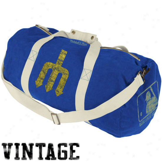 Mitchelk & Ness Seattle Mariners Royal Blue Vintage Canvas Duffel Bag