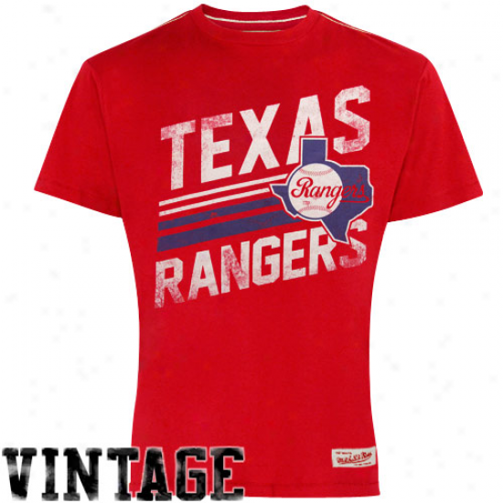 Mitchell & Ness Texas Rangers Scarlet Retro Tailored Premium T-shirt