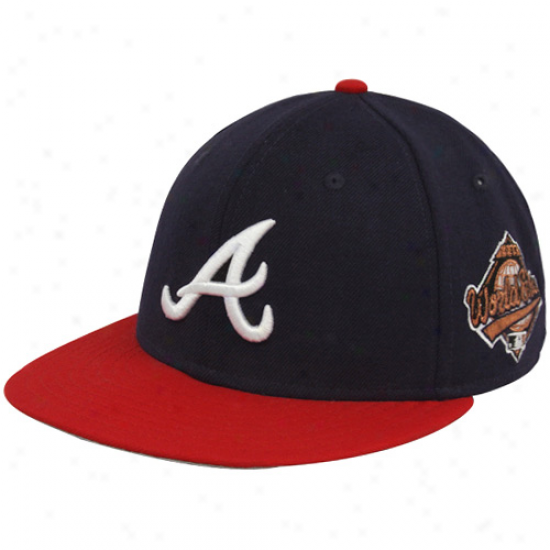 New Era Atlanta Brabes Navy Blue 1995 Natural order Series 59fifty Fitted Hat