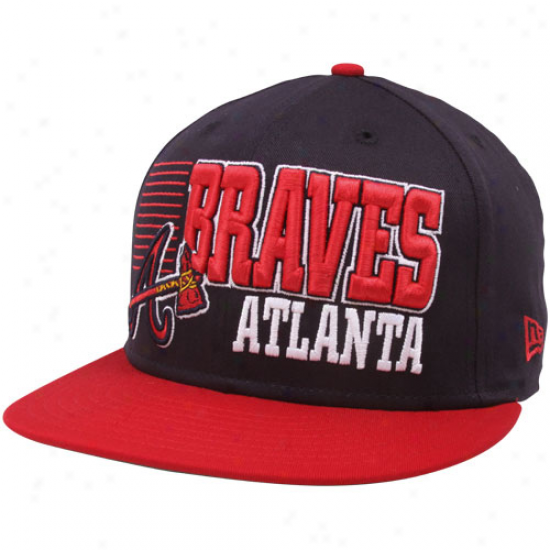 New Era Atlanta Braves Navy Blue-red 9fifty Borderline Snapback Adjustable Hat