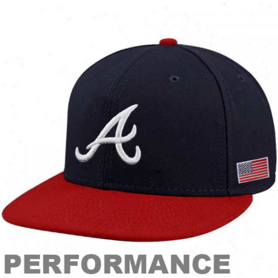 Novel Era Atlanta Braves Navy Blue-red On-foeld 59fifty Usa Flag Fittdd Performance Hat