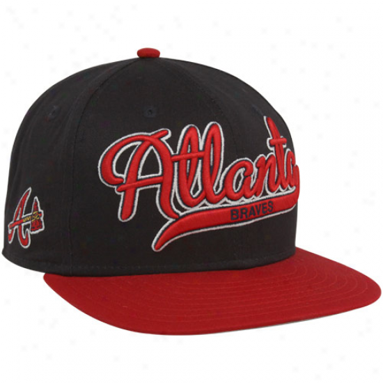New Era Atlanta Braves Navy Blue-red Scripter Snapback Adjustable Hat