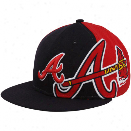 New Era Atlanta Braves Navy Blue-red Side Fill 59fifty Fitted Hat