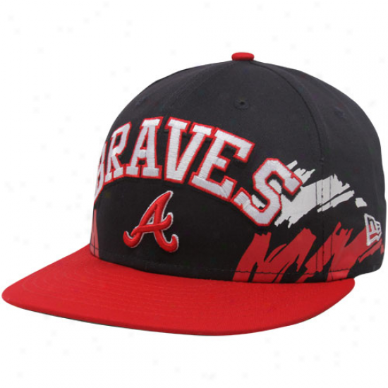 New Era Atlanta Brqves Navy Blue-red Side Snapback 9fifty Adjustable Hat