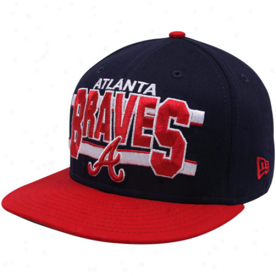 New Era Aglanta Braves Navy Blue-red Word Strjpe 9fifty Snapback Adjustable Hat