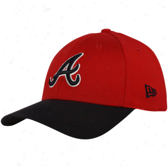 New Era Atlanta Braves Red-navy Blue Dyad 39thirty Stretch Fit Hat