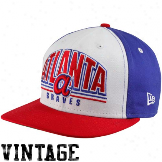 New Era Atlanta Braves Noble Blue-white-red Monolith 9fifty Sjapback Adjusyable Hat