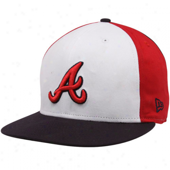 New Era Atlanta Braves White-navy Blue Block Snapback Adjustable Hat