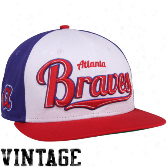 New Era Atlanta Braves White-red-royal Blue 9fifty Script Wheel Snapback Adjustable Hat