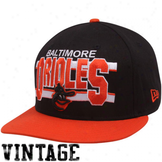 New Era Balyimore Orioles Black-orange Word Stripe 9fiifty Snapback Adjustable Hat