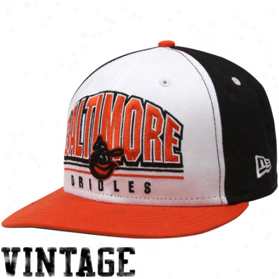 New Era Baltimore Orioles Biack-white-orsnge Monolith 9fifty Snapback Adjustable Hat