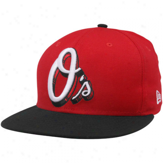 New Era Baltimore Orioles Red-black Shadow Logo 59fifty Fittdd Hat