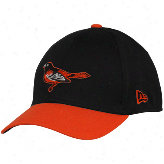 New Era Baltimore Orioles Youth Black-orange Tie Breaker 39thirty Stretch Fit Hat