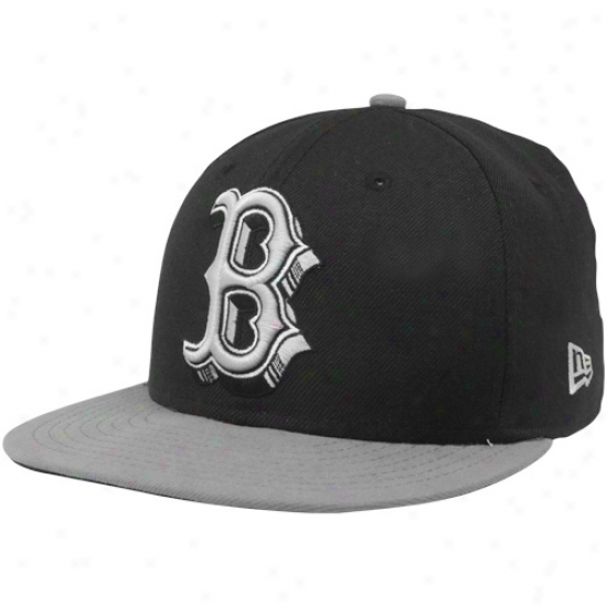 New Era Boston RedS ox Black-gray Shadow Logo 59fifty Fitted Hat