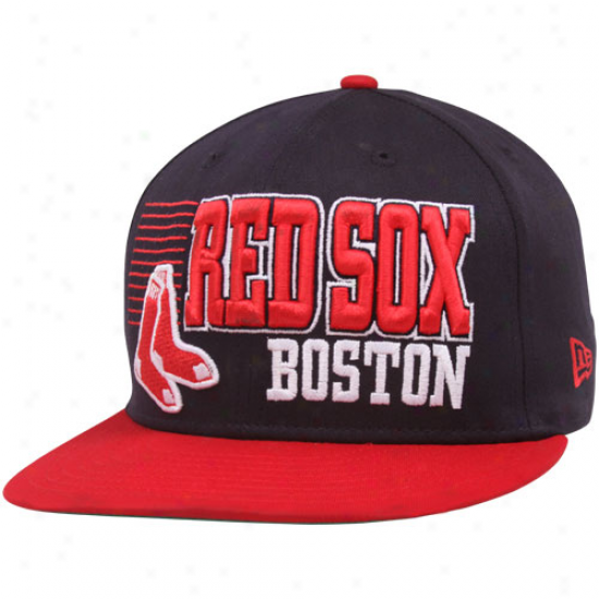 New Era Bostln Red Sox Black-orangr 9fkfty Borderline Snapback Adjustable Hat