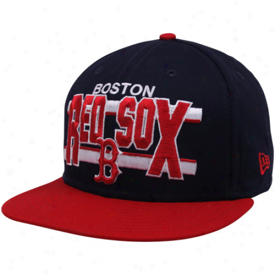 New Era Boston Red Sox Black-red Word Stripe 9fifty Snapgack Adjustable Hat