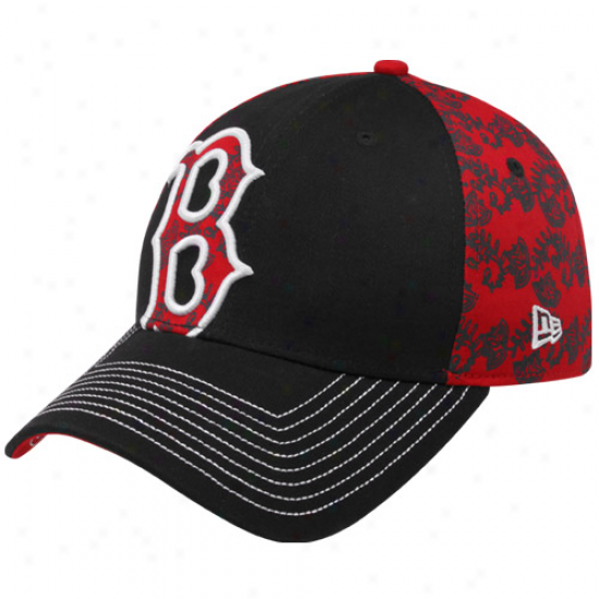 New Era Boston Red Sox Ladies Black-rred Lace Shjmmer Adjustable Hat